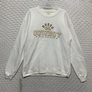 Persaya Sweatshirt Adult  Size XL Cream Rodeo Cowboys Wild And Free Crew‎ Neck